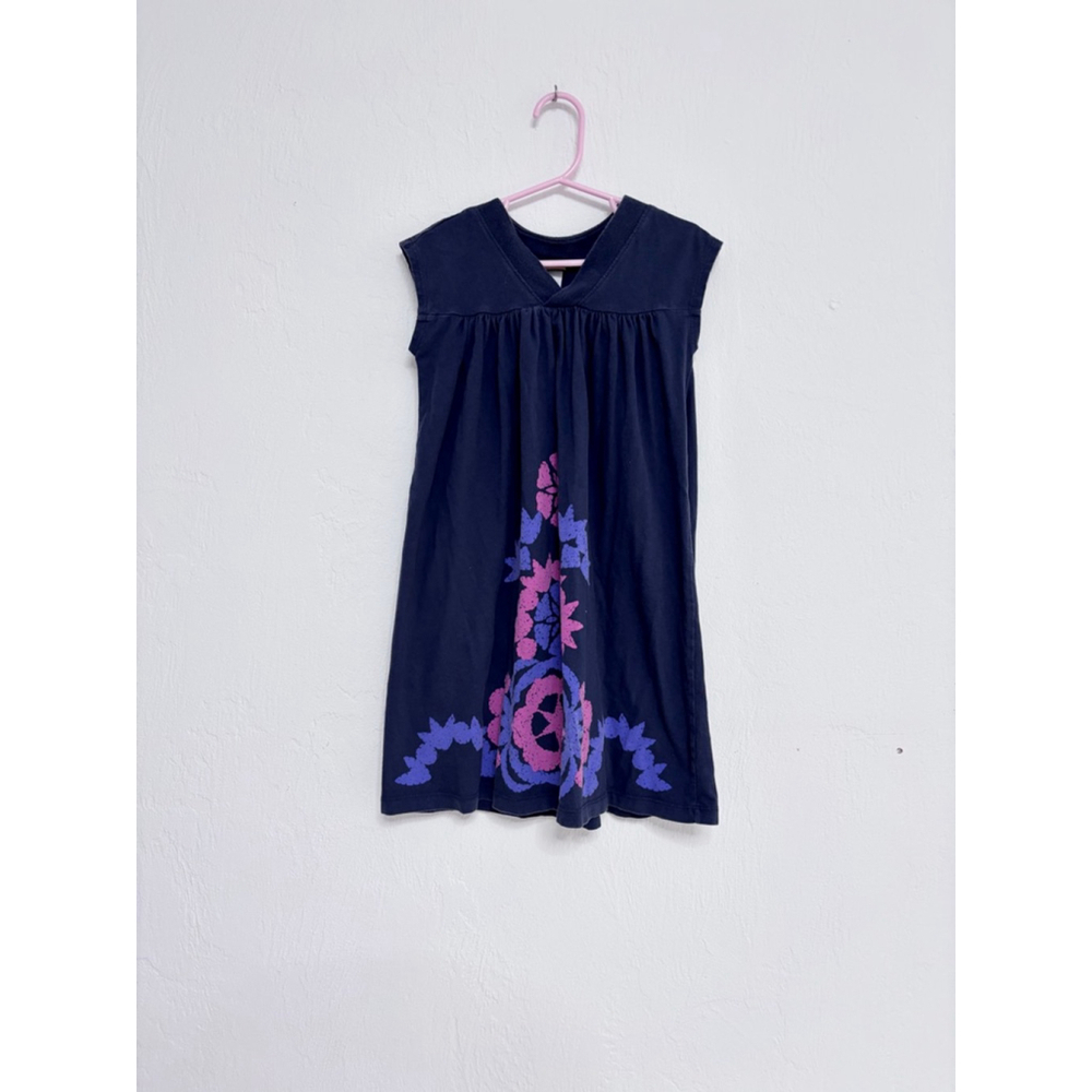 Girls Tea Collection Navy Floral Casual Dress Size 6 Cotton
